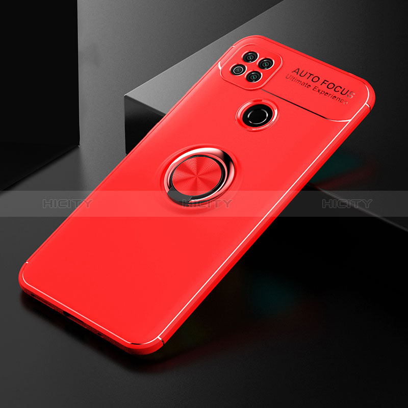 Coque Ultra Fine Silicone Souple Housse Etui avec Support Bague Anneau Aimante Magnetique SD2 pour Xiaomi Redmi 9C NFC Rouge Plus