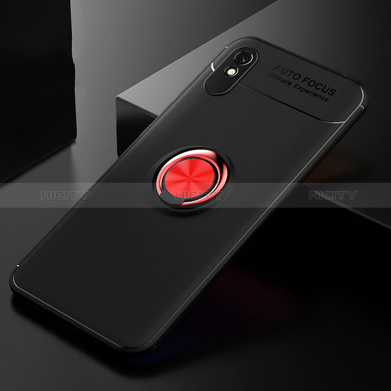 Coque Ultra Fine Silicone Souple Housse Etui avec Support Bague Anneau Aimante Magnetique SD2 pour Xiaomi Redmi 9i Rouge et Noir Plus