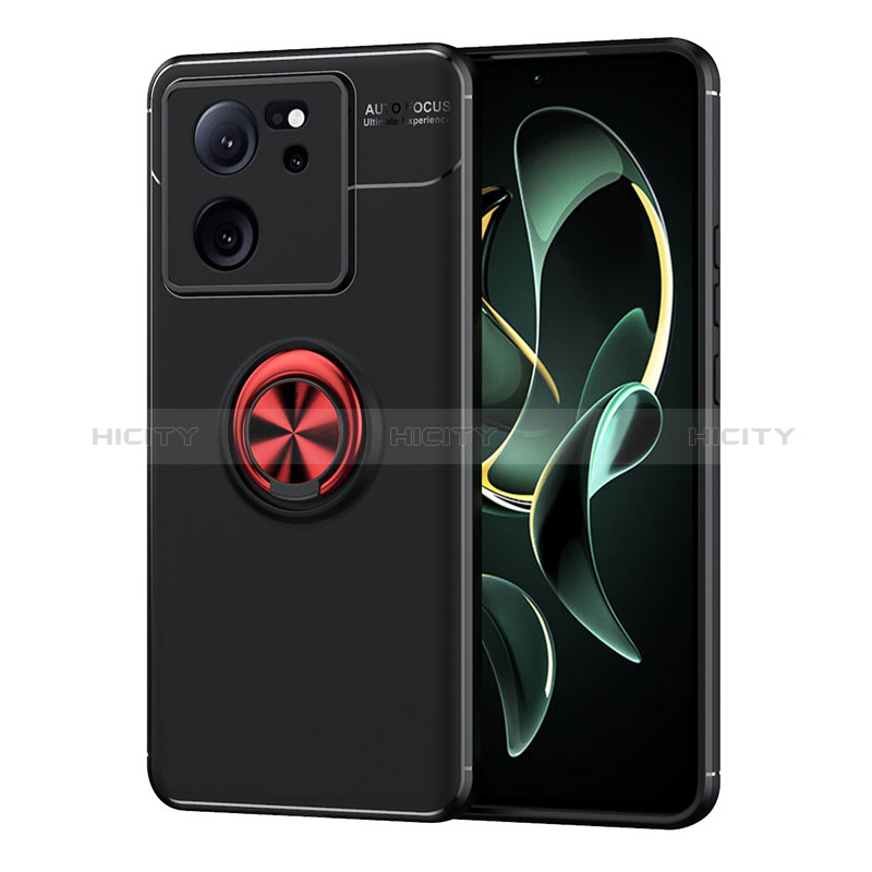 Coque Ultra Fine Silicone Souple Housse Etui avec Support Bague Anneau Aimante Magnetique SD2 pour Xiaomi Redmi K60 Ultra 5G Rouge et Noir Plus