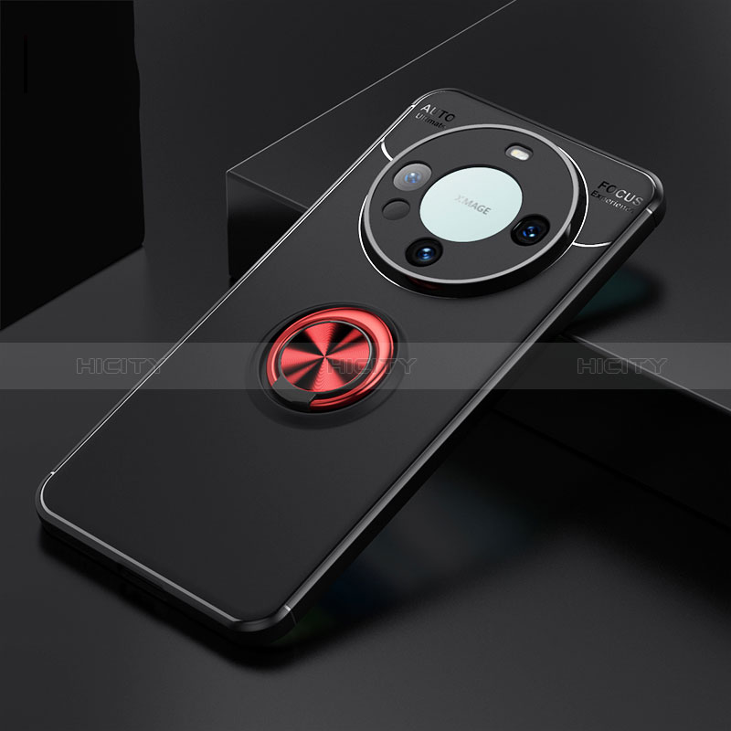 Coque Ultra Fine Silicone Souple Housse Etui avec Support Bague Anneau Aimante Magnetique SD3 pour Huawei Mate 60 Pro Rouge et Noir Plus