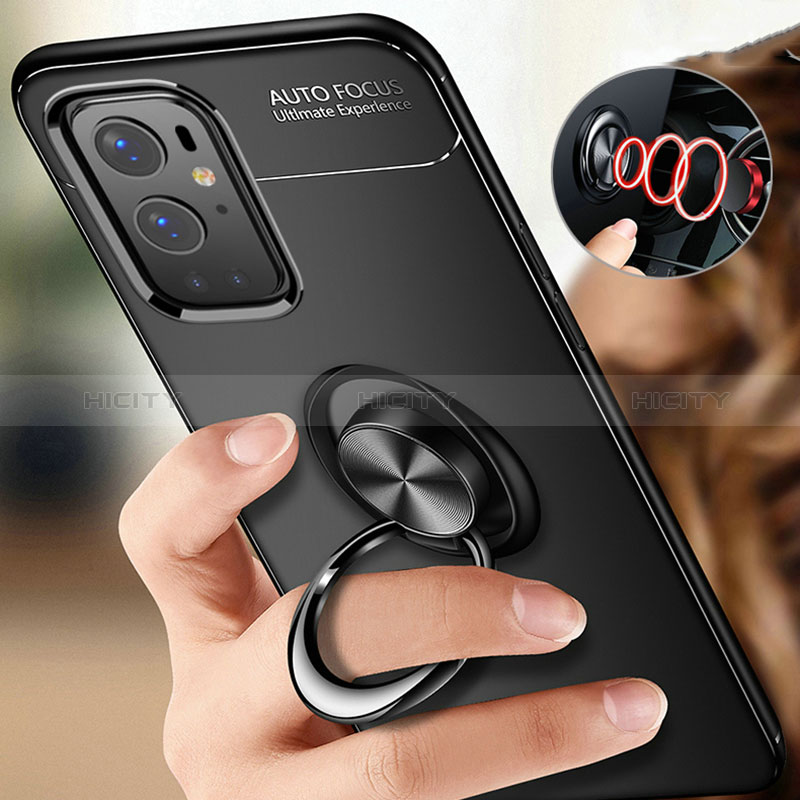 Coque Ultra Fine Silicone Souple Housse Etui avec Support Bague Anneau Aimante Magnetique SD3 pour OnePlus 9 Pro 5G Plus