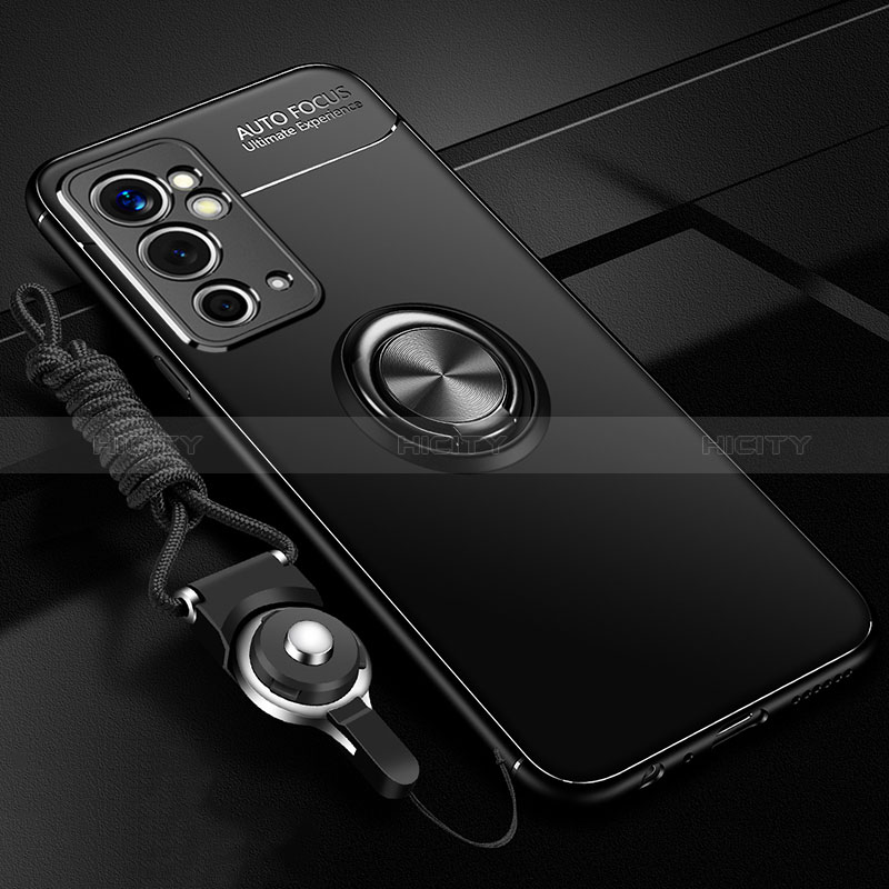 Coque Ultra Fine Silicone Souple Housse Etui avec Support Bague Anneau Aimante Magnetique SD3 pour OnePlus 9RT 5G Noir Plus