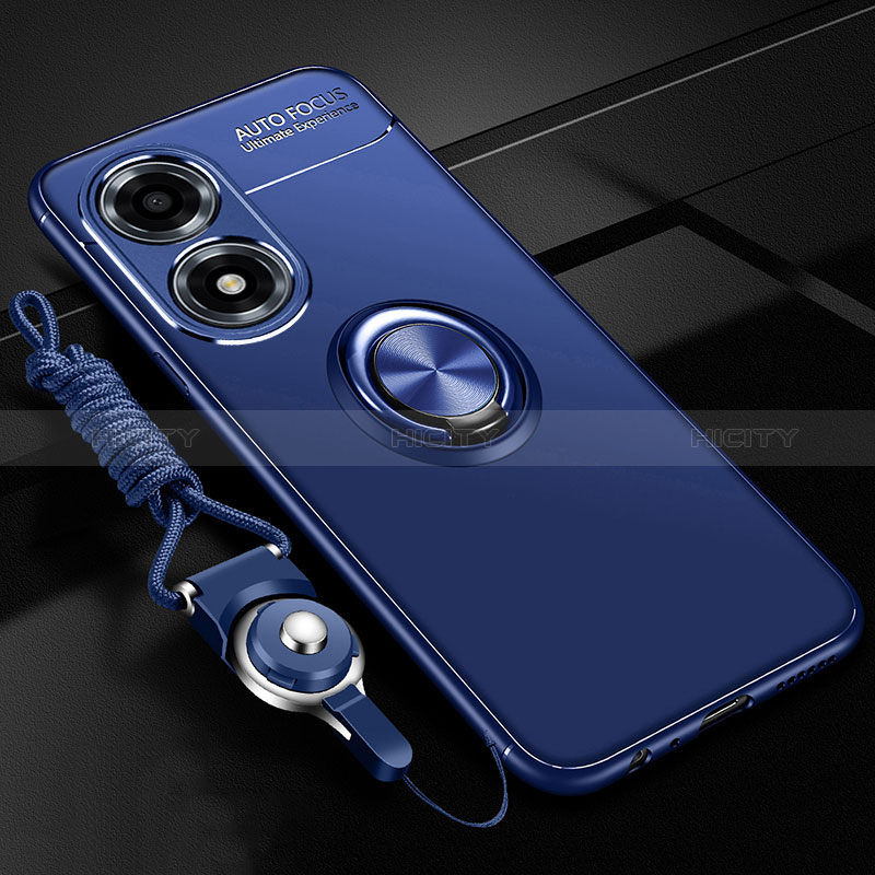 Coque Ultra Fine Silicone Souple Housse Etui avec Support Bague Anneau Aimante Magnetique SD3 pour Oppo A2x 5G Bleu Plus