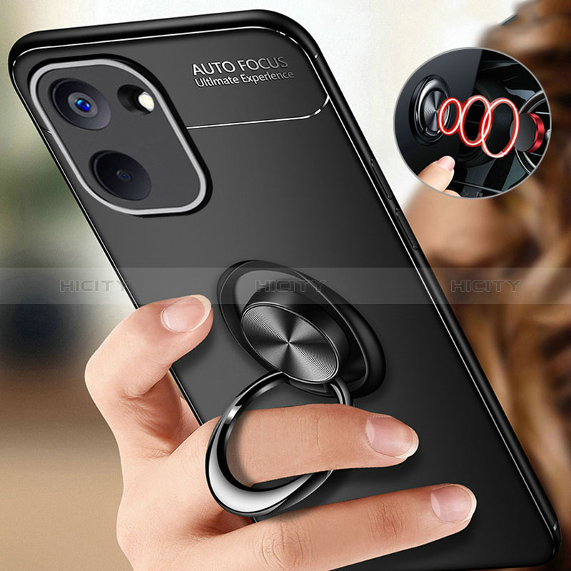 Coque Ultra Fine Silicone Souple Housse Etui avec Support Bague Anneau Aimante Magnetique SD3 pour Realme 10S 5G Plus