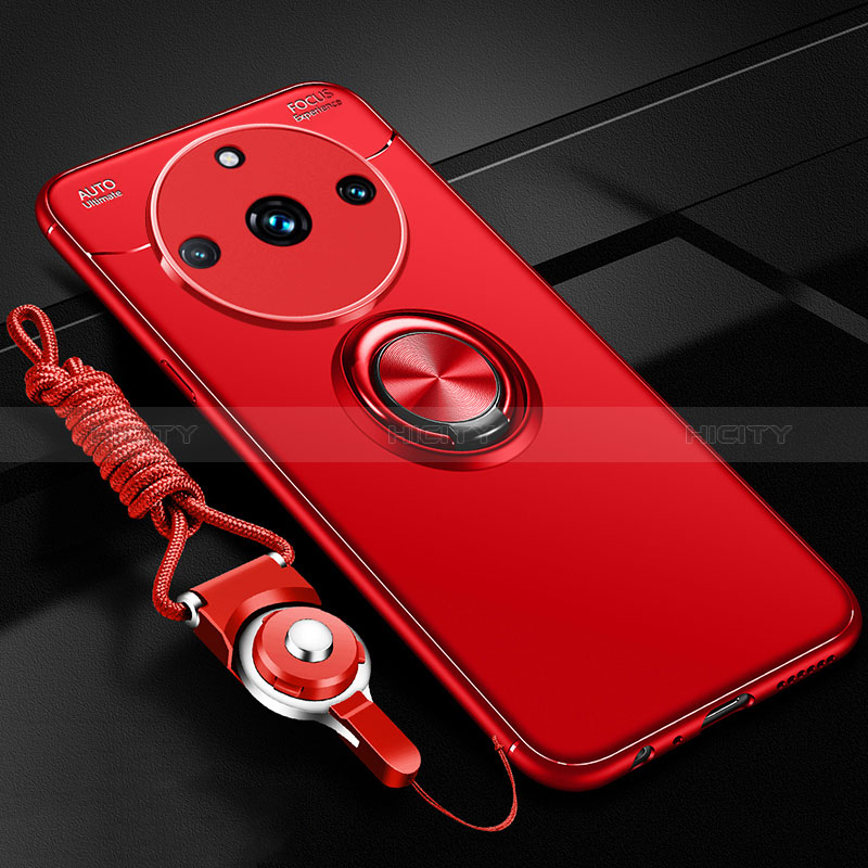 Coque Ultra Fine Silicone Souple Housse Etui avec Support Bague Anneau Aimante Magnetique SD3 pour Realme 11 Pro+ Plus 5G Rouge Plus