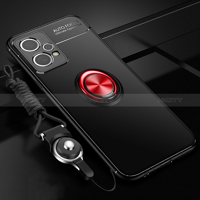 Coque Ultra Fine Silicone Souple Housse Etui avec Support Bague Anneau Aimante Magnetique SD3 pour Realme Narzo 50 Pro 5G Rouge et Noir Plus