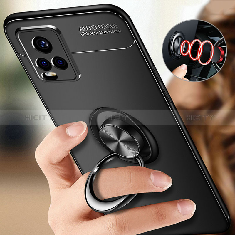 Coque Ultra Fine Silicone Souple Housse Etui avec Support Bague Anneau Aimante Magnetique SD3 pour Vivo iQOO 7 5G Plus