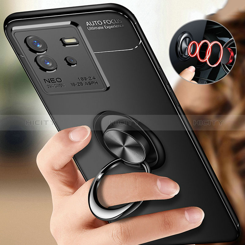 Coque Ultra Fine Silicone Souple Housse Etui avec Support Bague Anneau Aimante Magnetique SD3 pour Vivo iQOO Neo6 SE 5G Plus