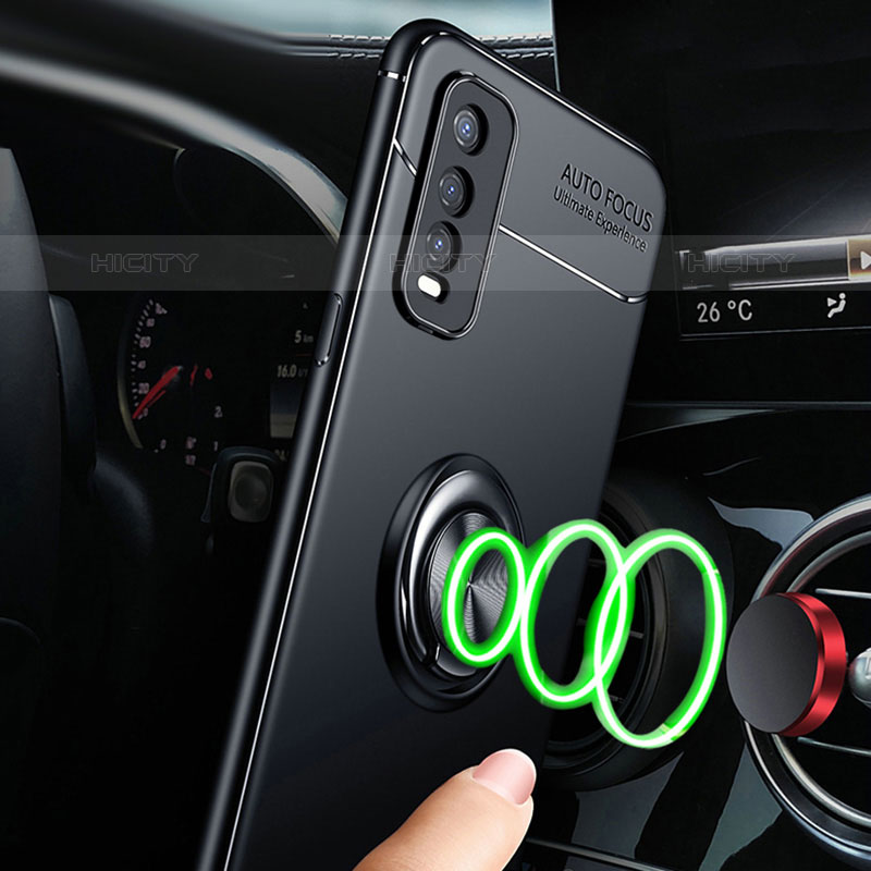 Coque Ultra Fine Silicone Souple Housse Etui avec Support Bague Anneau Aimante Magnetique SD3 pour Vivo iQOO U1 Plus