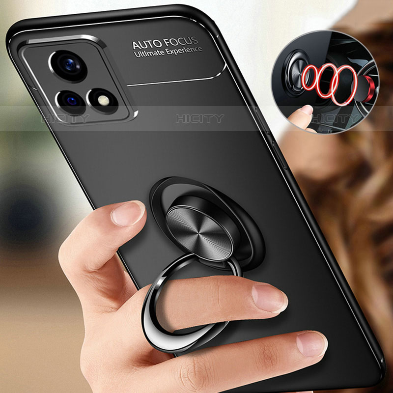 Coque Ultra Fine Silicone Souple Housse Etui avec Support Bague Anneau Aimante Magnetique SD3 pour Vivo iQOO U3 5G Plus