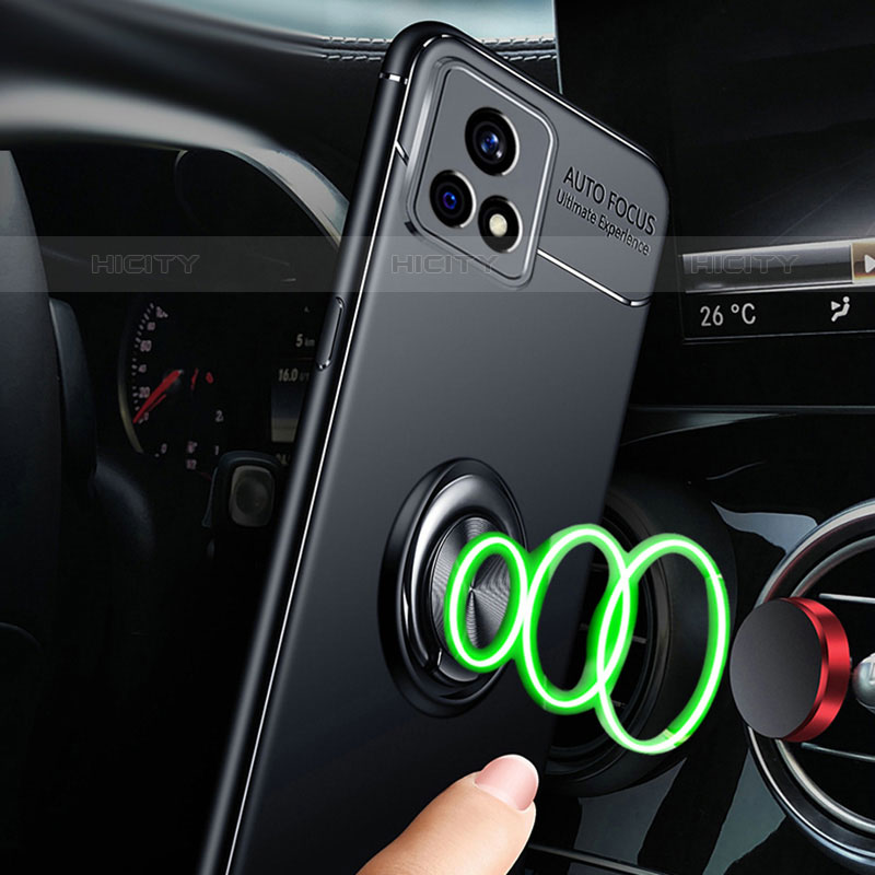 Coque Ultra Fine Silicone Souple Housse Etui avec Support Bague Anneau Aimante Magnetique SD3 pour Vivo iQOO U3 5G Plus