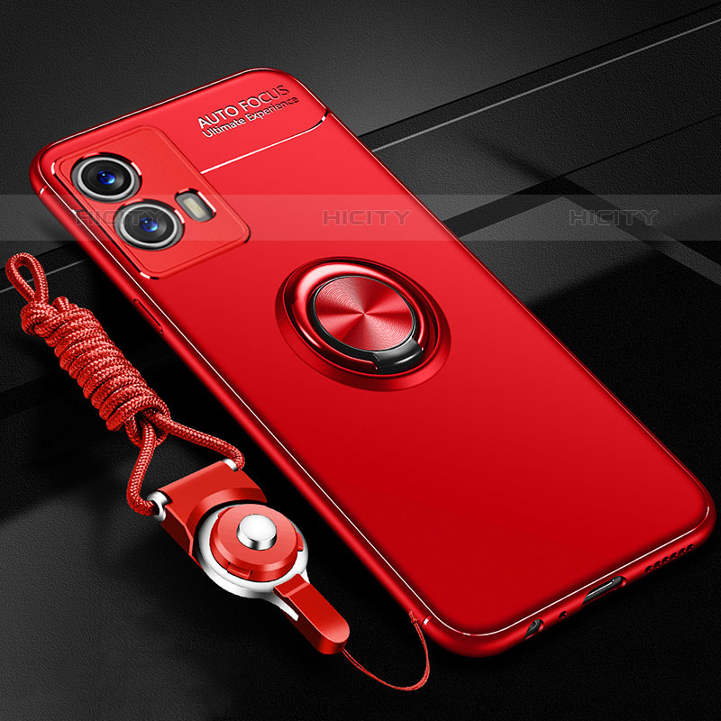 Coque Ultra Fine Silicone Souple Housse Etui avec Support Bague Anneau Aimante Magnetique SD3 pour Vivo iQOO U5 5G Rouge Plus