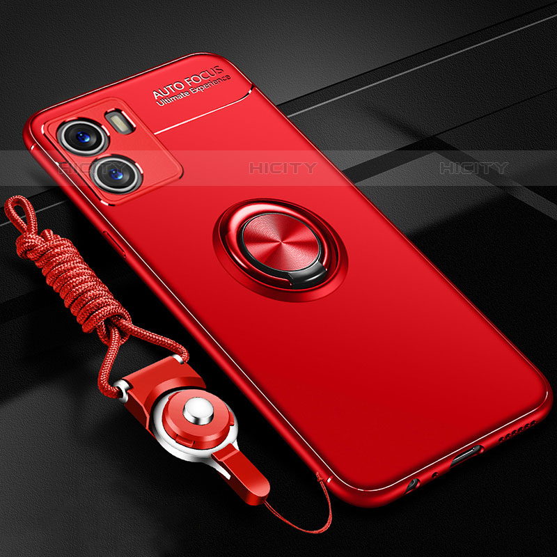 Coque Ultra Fine Silicone Souple Housse Etui avec Support Bague Anneau Aimante Magnetique SD3 pour Vivo iQOO U5x Rouge Plus