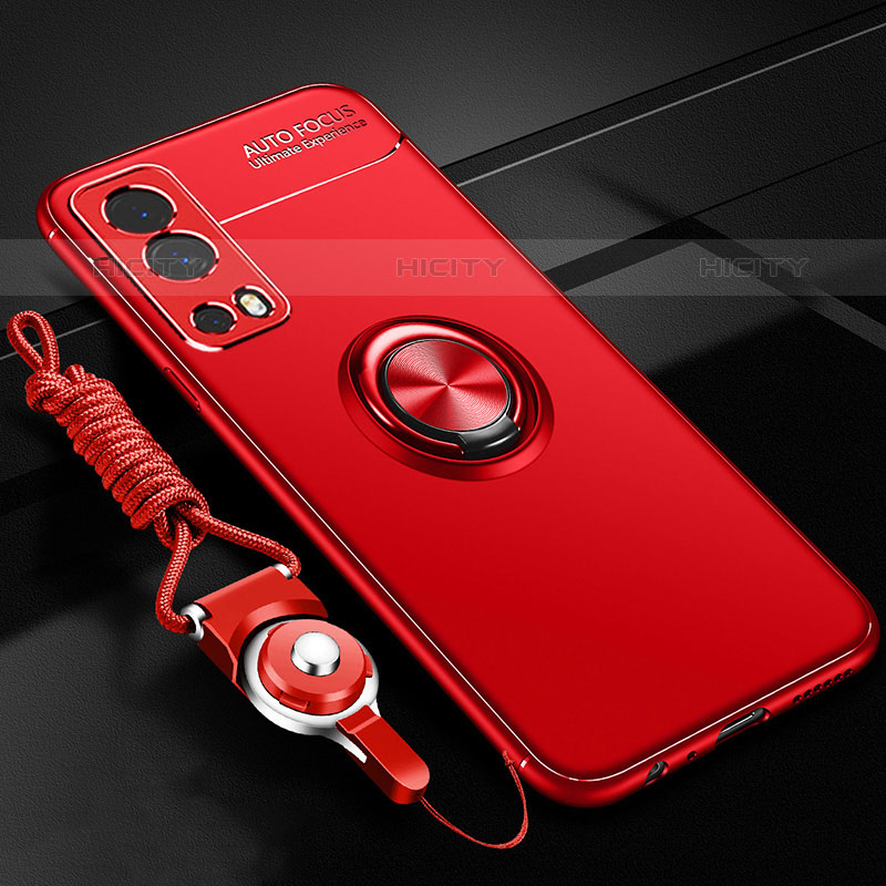 Coque Ultra Fine Silicone Souple Housse Etui avec Support Bague Anneau Aimante Magnetique SD3 pour Vivo iQOO Z3 5G Rouge Plus