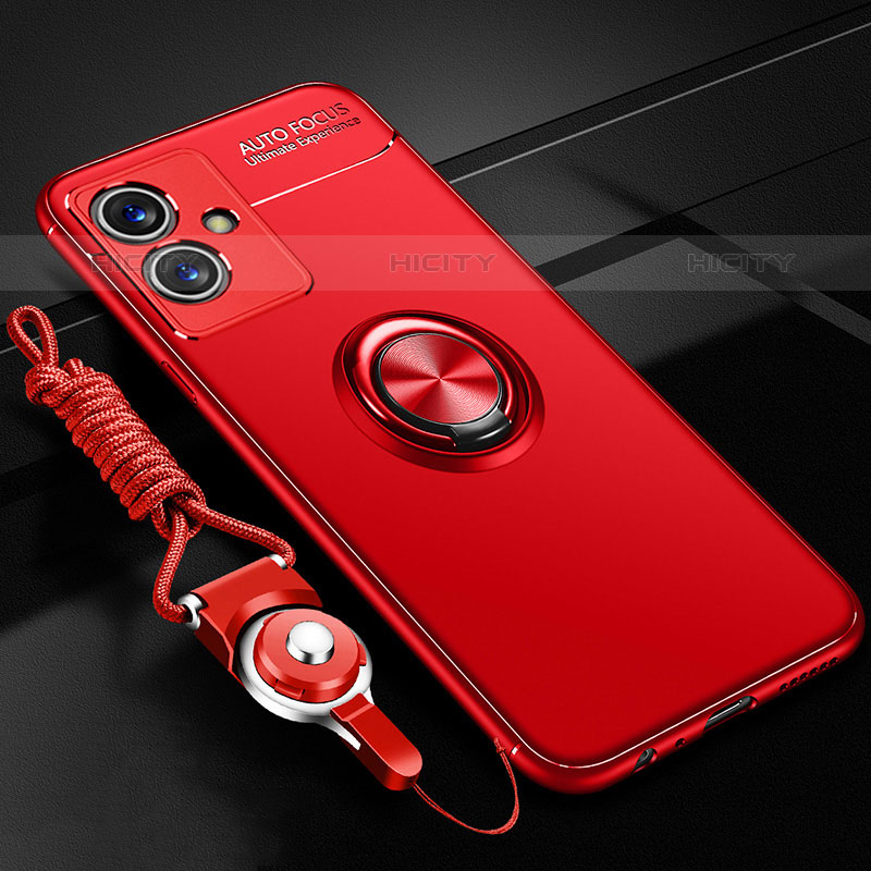 Coque Ultra Fine Silicone Souple Housse Etui avec Support Bague Anneau Aimante Magnetique SD3 pour Vivo iQOO Z6 5G Rouge Plus