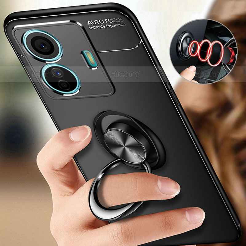 Coque Ultra Fine Silicone Souple Housse Etui avec Support Bague Anneau Aimante Magnetique SD3 pour Vivo iQOO Z6 Pro 5G Plus