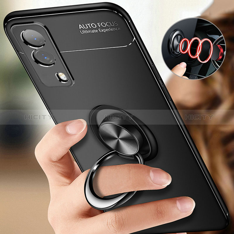 Coque Ultra Fine Silicone Souple Housse Etui avec Support Bague Anneau Aimante Magnetique SD3 pour Vivo T1x 5G Plus