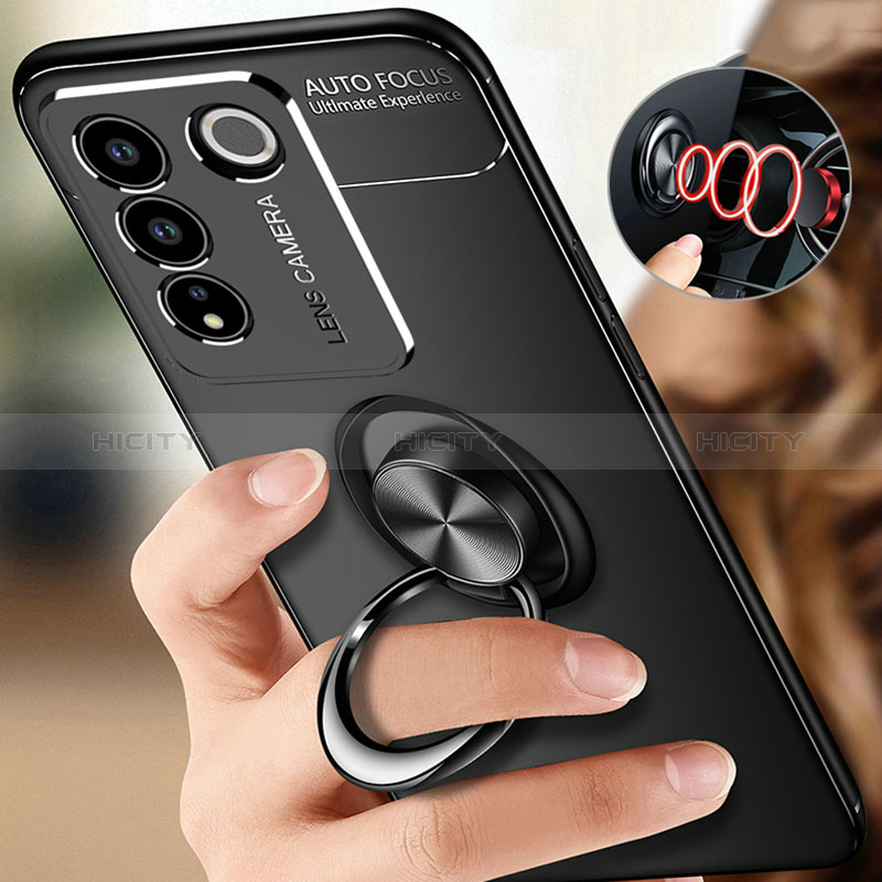 Coque Ultra Fine Silicone Souple Housse Etui avec Support Bague Anneau Aimante Magnetique SD3 pour Vivo V27e 5G Plus