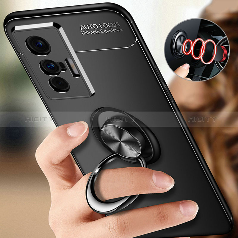 Coque Ultra Fine Silicone Souple Housse Etui avec Support Bague Anneau Aimante Magnetique SD3 pour Vivo X70 5G Plus