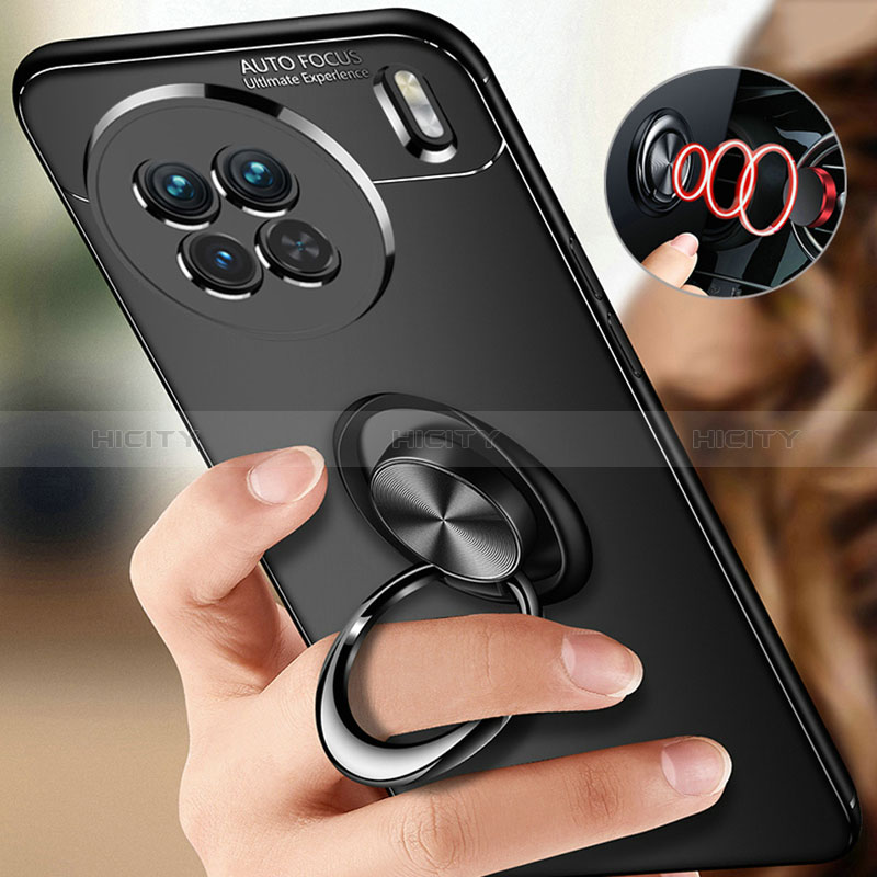 Coque Ultra Fine Silicone Souple Housse Etui avec Support Bague Anneau Aimante Magnetique SD3 pour Vivo X90 Pro+ Plus 5G Plus