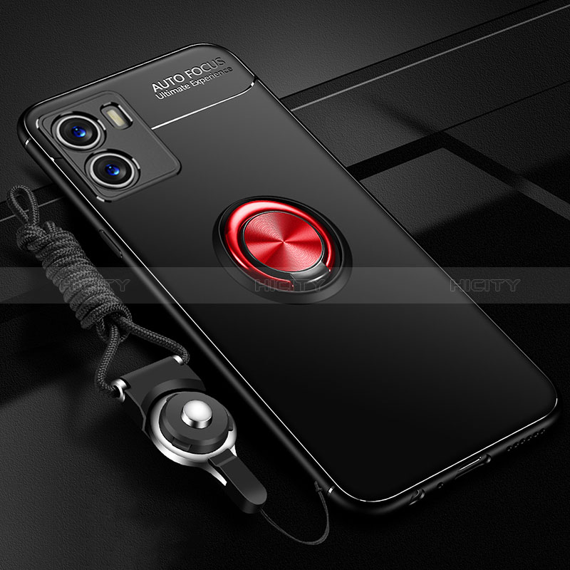 Coque Ultra Fine Silicone Souple Housse Etui avec Support Bague Anneau Aimante Magnetique SD3 pour Vivo Y01 Rouge et Noir Plus