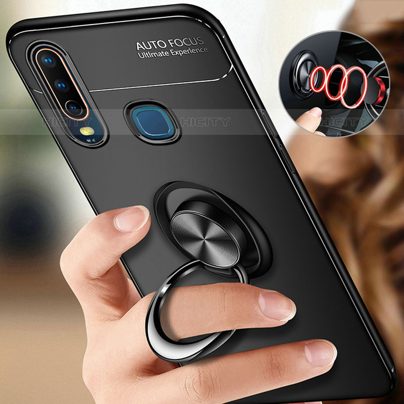 Coque Ultra Fine Silicone Souple Housse Etui avec Support Bague Anneau Aimante Magnetique SD3 pour Vivo Y11 Plus