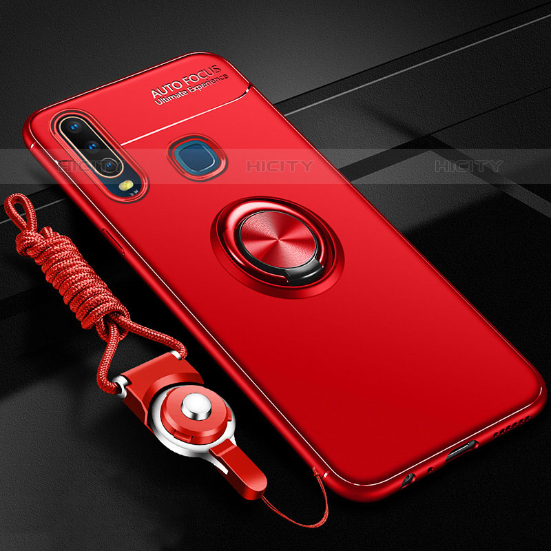 Coque Ultra Fine Silicone Souple Housse Etui avec Support Bague Anneau Aimante Magnetique SD3 pour Vivo Y11 Rouge Plus