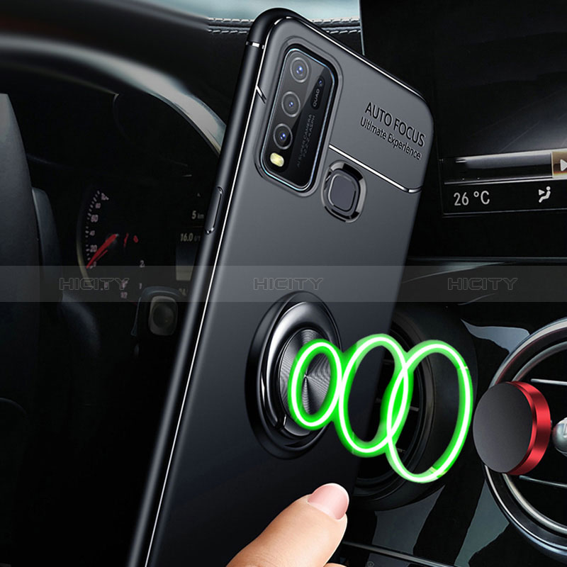 Coque Ultra Fine Silicone Souple Housse Etui avec Support Bague Anneau Aimante Magnetique SD3 pour Vivo Y50 Plus