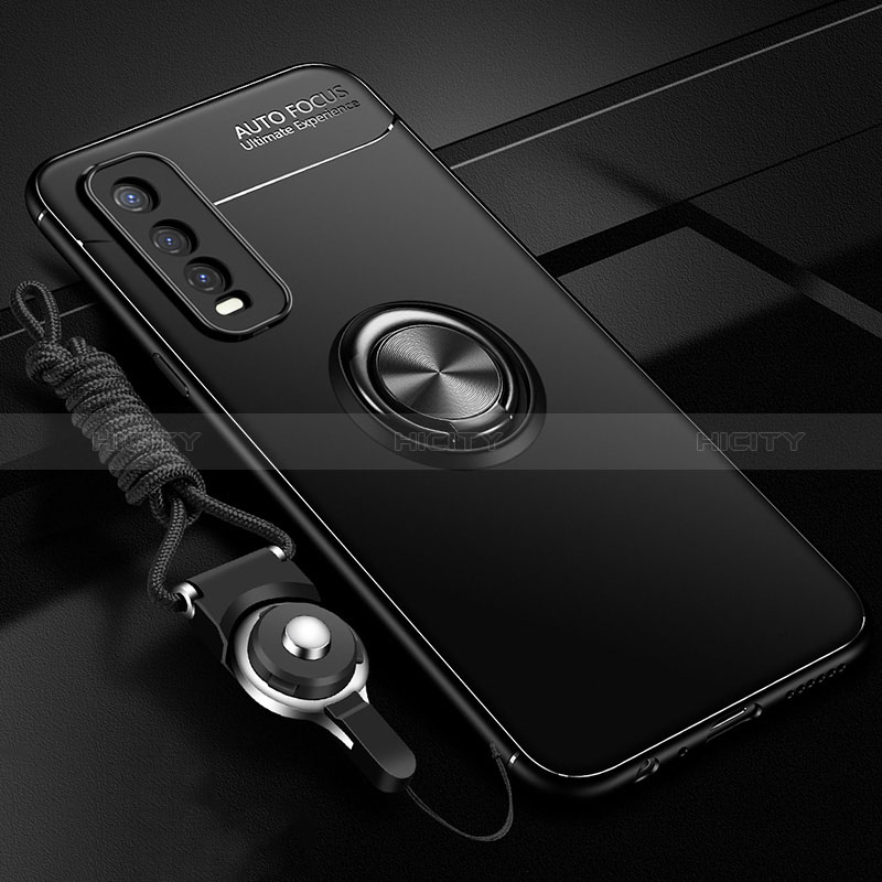 Coque Ultra Fine Silicone Souple Housse Etui avec Support Bague Anneau Aimante Magnetique SD3 pour Vivo Y51s 5G Noir Plus