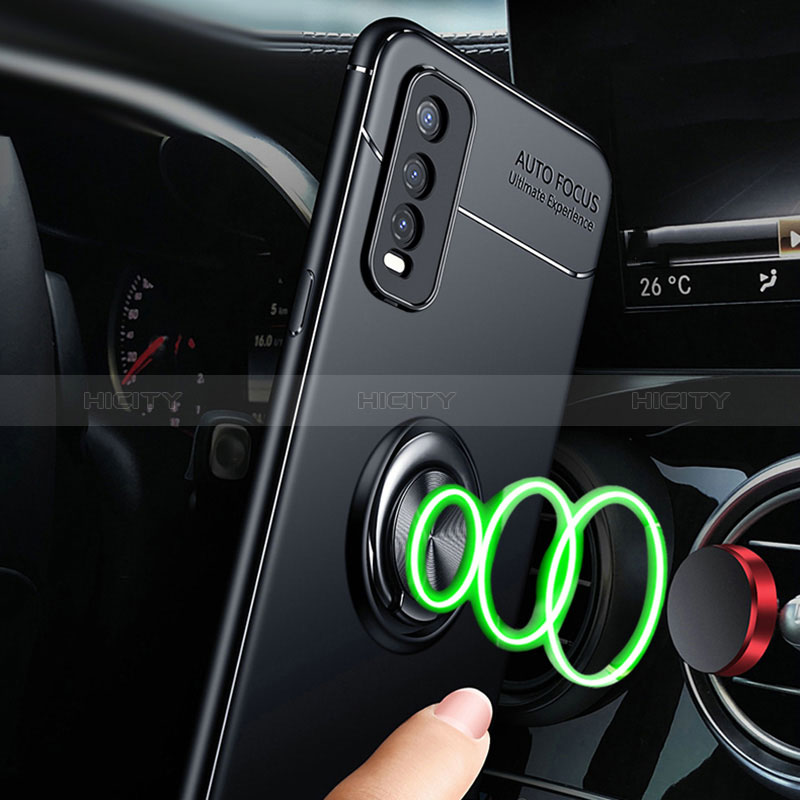 Coque Ultra Fine Silicone Souple Housse Etui avec Support Bague Anneau Aimante Magnetique SD3 pour Vivo Y51s 5G Plus