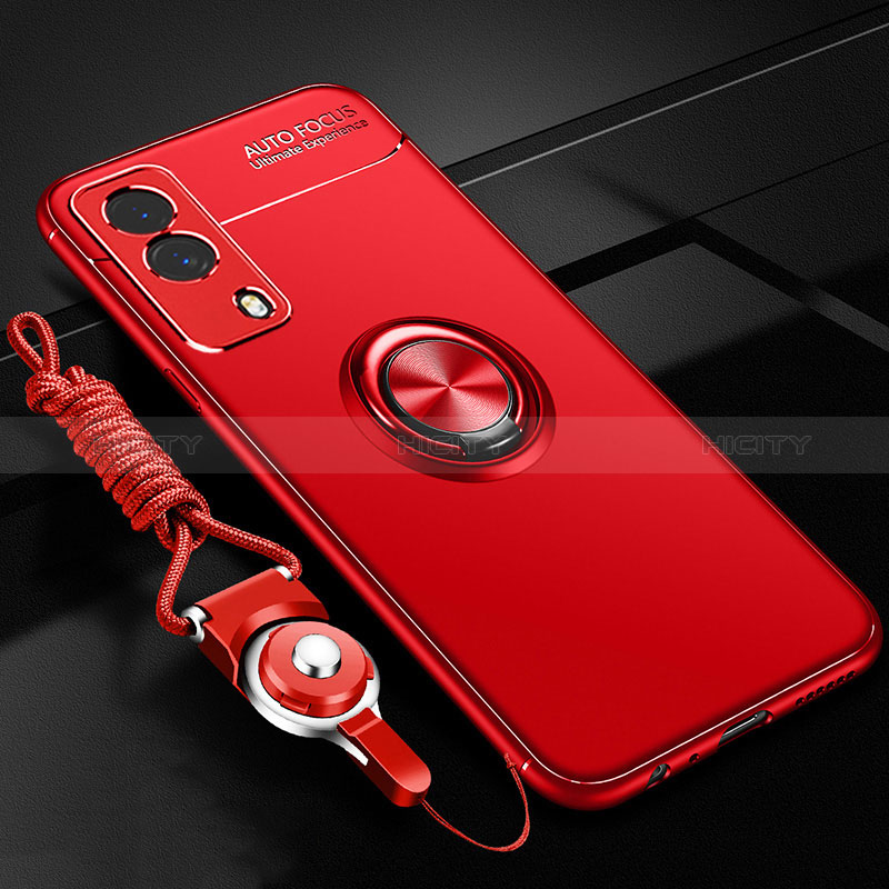 Coque Ultra Fine Silicone Souple Housse Etui avec Support Bague Anneau Aimante Magnetique SD3 pour Vivo Y53s 5G Rouge Plus