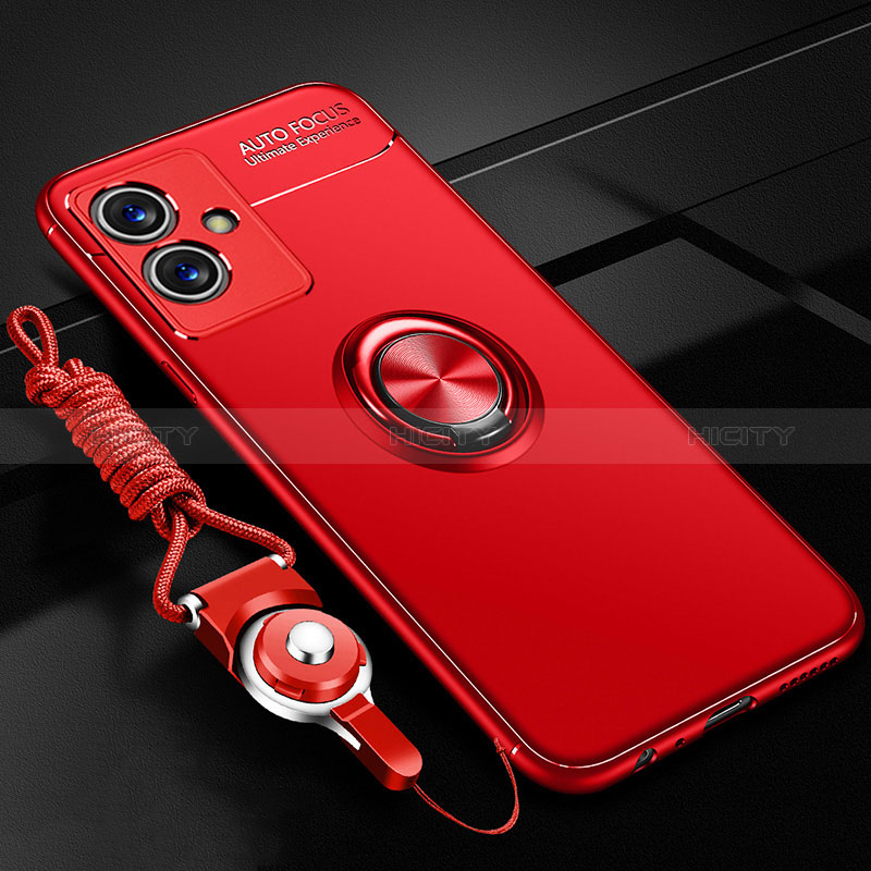 Coque Ultra Fine Silicone Souple Housse Etui avec Support Bague Anneau Aimante Magnetique SD3 pour Vivo Y55s 5G Rouge Plus