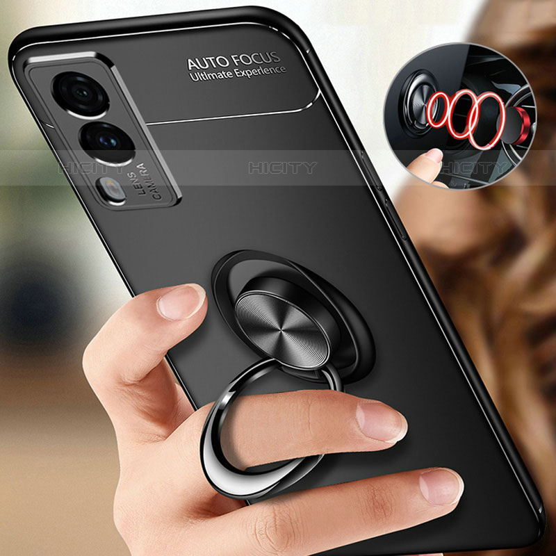 Coque Ultra Fine Silicone Souple Housse Etui avec Support Bague Anneau Aimante Magnetique SD3 pour Vivo Y71t 5G Plus