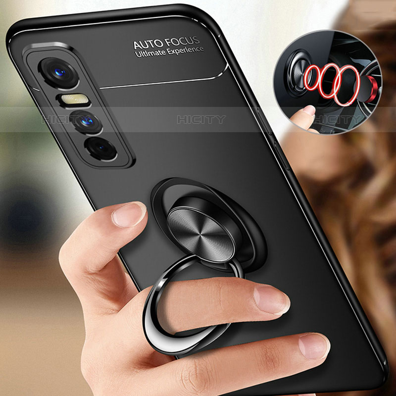 Coque Ultra Fine Silicone Souple Housse Etui avec Support Bague Anneau Aimante Magnetique SD3 pour Vivo Y73s 5G Plus