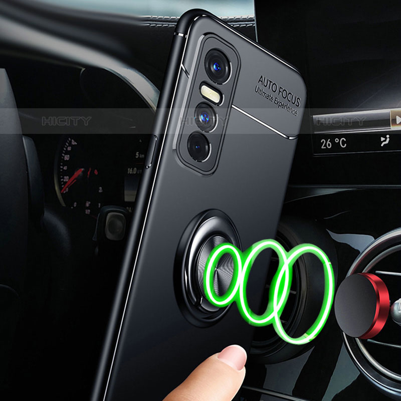 Coque Ultra Fine Silicone Souple Housse Etui avec Support Bague Anneau Aimante Magnetique SD3 pour Vivo Y73s 5G Plus