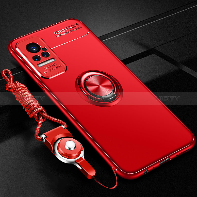 Coque Ultra Fine Silicone Souple Housse Etui avec Support Bague Anneau Aimante Magnetique SD3 pour Xiaomi Civi 1S 5G Rouge Plus