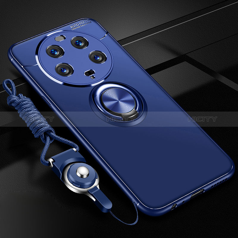 Coque Ultra Fine Silicone Souple Housse Etui avec Support Bague Anneau Aimante Magnetique SD3 pour Xiaomi Mi 13 Ultra 5G Bleu Plus