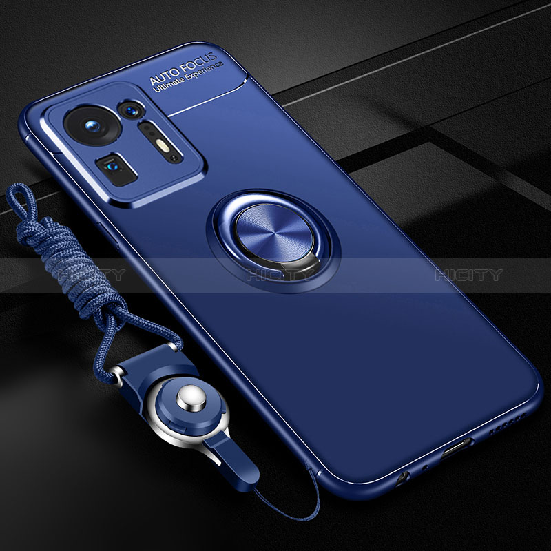 Coque Ultra Fine Silicone Souple Housse Etui avec Support Bague Anneau Aimante Magnetique SD3 pour Xiaomi Mi Mix 4 5G Bleu Plus