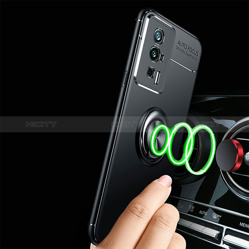 Coque Ultra Fine Silicone Souple Housse Etui avec Support Bague Anneau Aimante Magnetique SD3 pour Xiaomi Poco F5 Pro 5G Plus