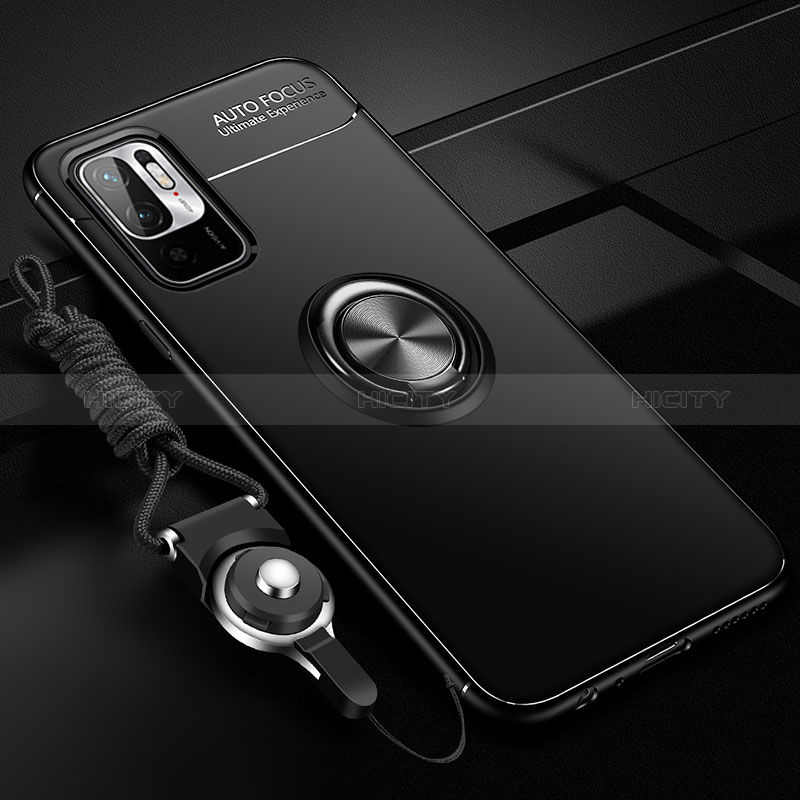 Coque Ultra Fine Silicone Souple Housse Etui avec Support Bague Anneau Aimante Magnetique SD3 pour Xiaomi POCO M3 Pro 5G Noir Plus