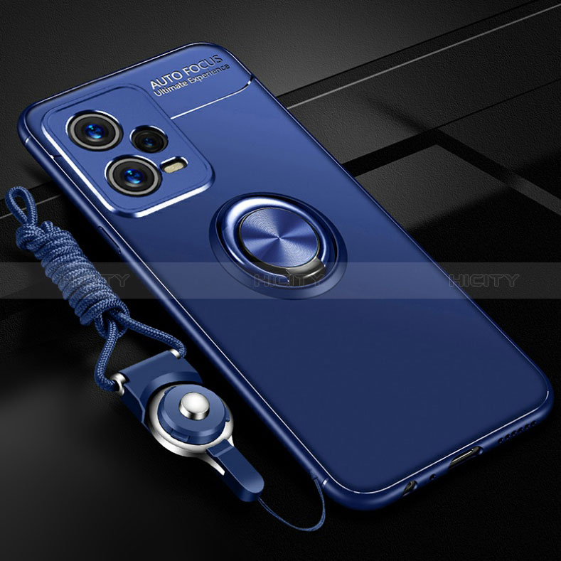 Coque Ultra Fine Silicone Souple Housse Etui avec Support Bague Anneau Aimante Magnetique SD3 pour Xiaomi Poco X5 5G Bleu Plus