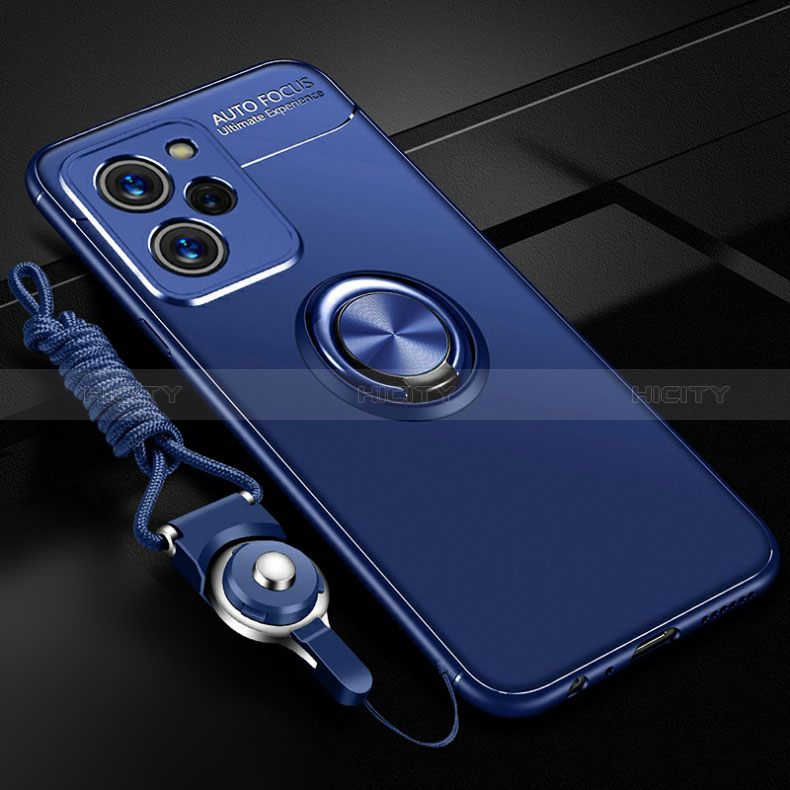 Coque Ultra Fine Silicone Souple Housse Etui avec Support Bague Anneau Aimante Magnetique SD3 pour Xiaomi Poco X5 Pro 5G Bleu Plus