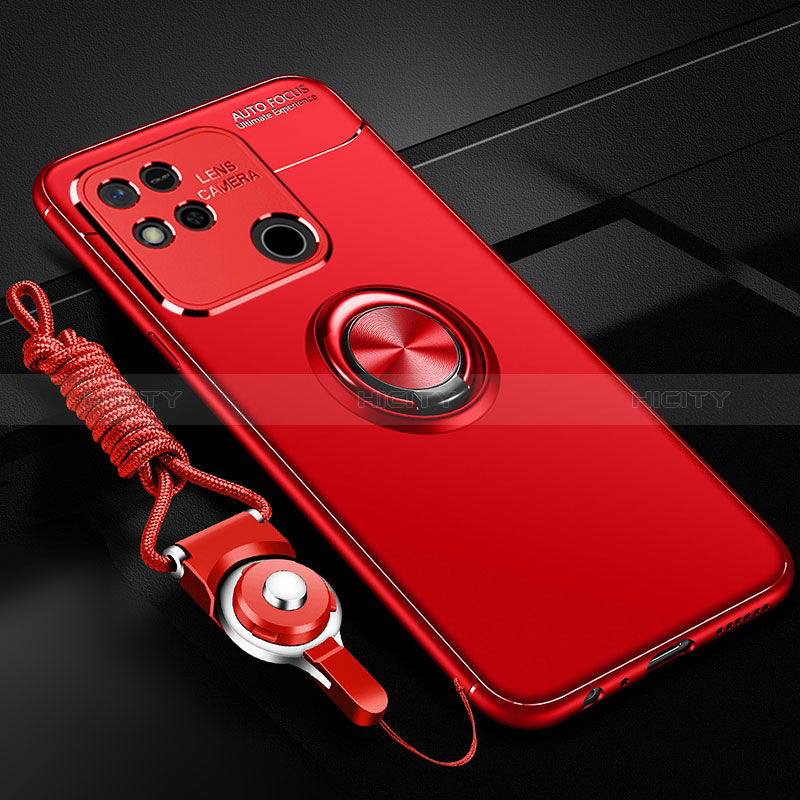 Coque Ultra Fine Silicone Souple Housse Etui avec Support Bague Anneau Aimante Magnetique SD3 pour Xiaomi Redmi 9 Activ Rouge Plus