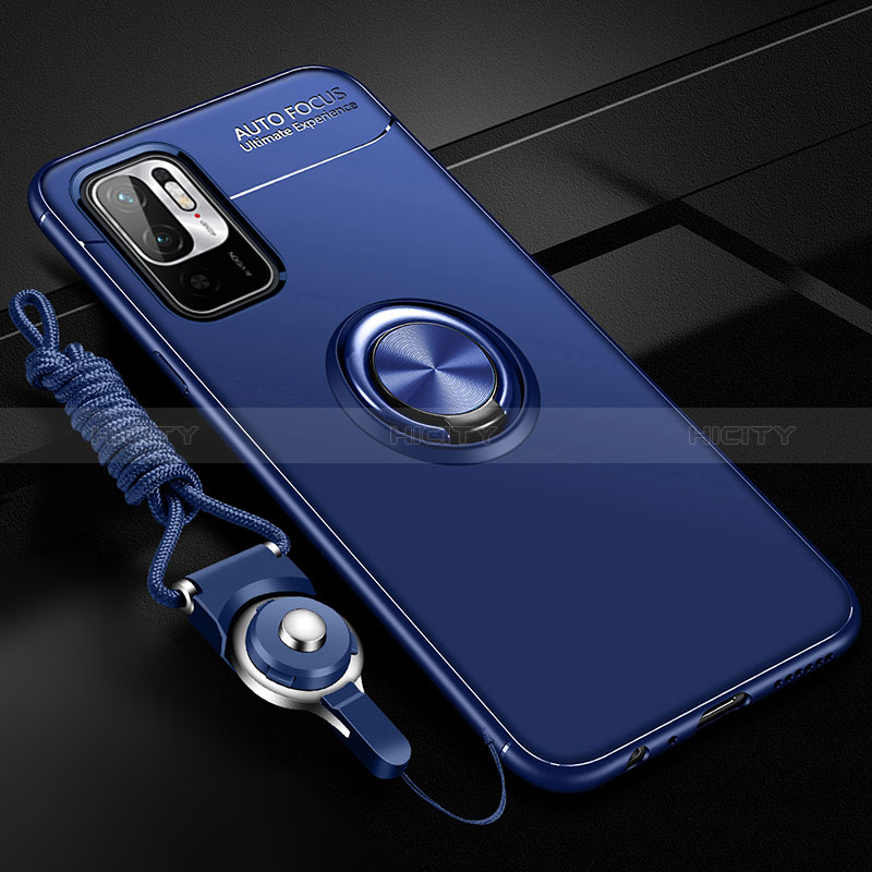 Coque Ultra Fine Silicone Souple Housse Etui avec Support Bague Anneau Aimante Magnetique SD3 pour Xiaomi Redmi Note 11 SE 5G Bleu Plus