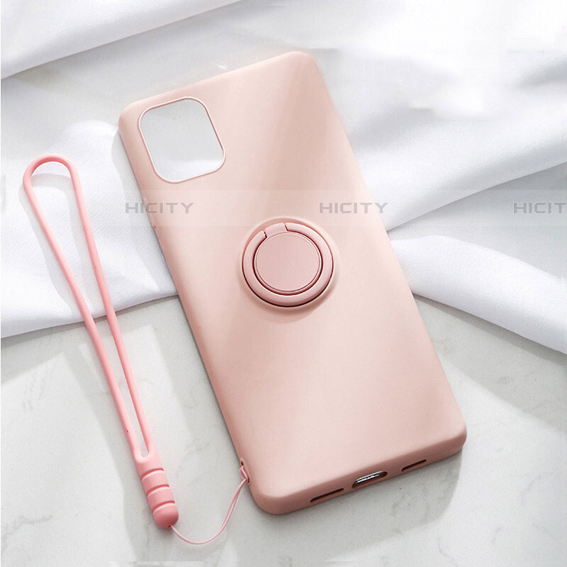 Coque Ultra Fine Silicone Souple Housse Etui avec Support Bague Anneau Aimante Magnetique T01 pour Apple iPhone 11 Rose Plus