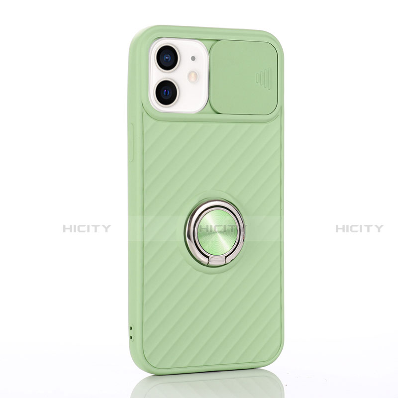 Coque Ultra Fine Silicone Souple Housse Etui avec Support Bague Anneau Aimante Magnetique T01 pour Apple iPhone 12 Mini Pastel Vert Plus