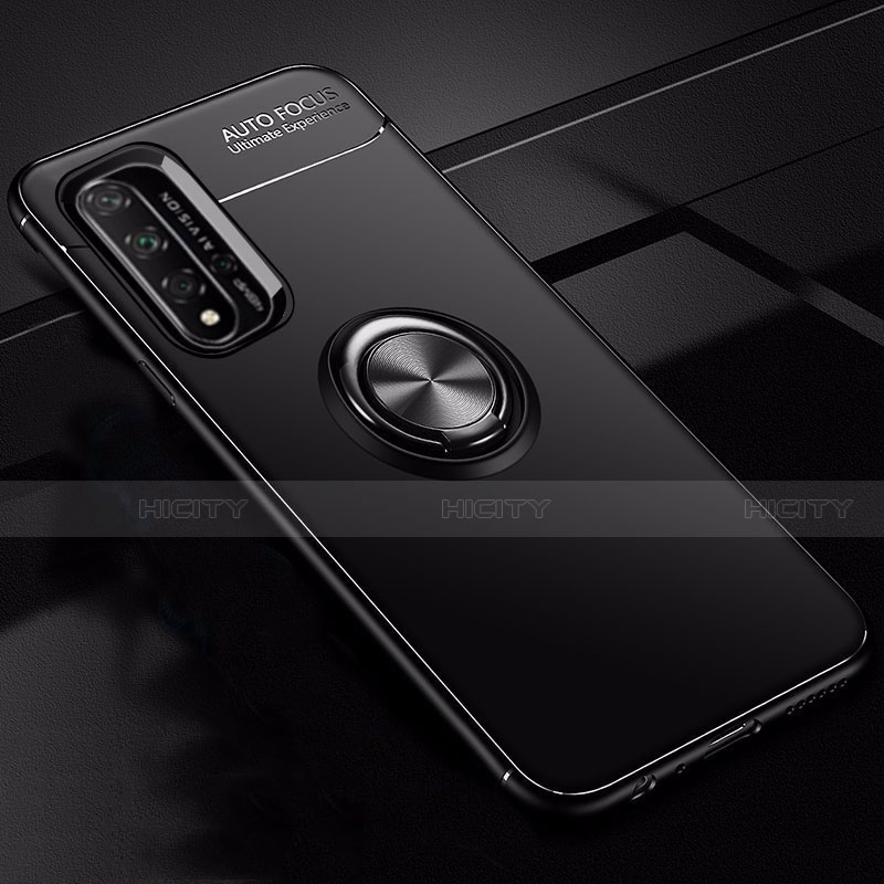 Coque Ultra Fine Silicone Souple Housse Etui avec Support Bague Anneau Aimante Magnetique T01 pour Huawei Honor 20 Noir Plus