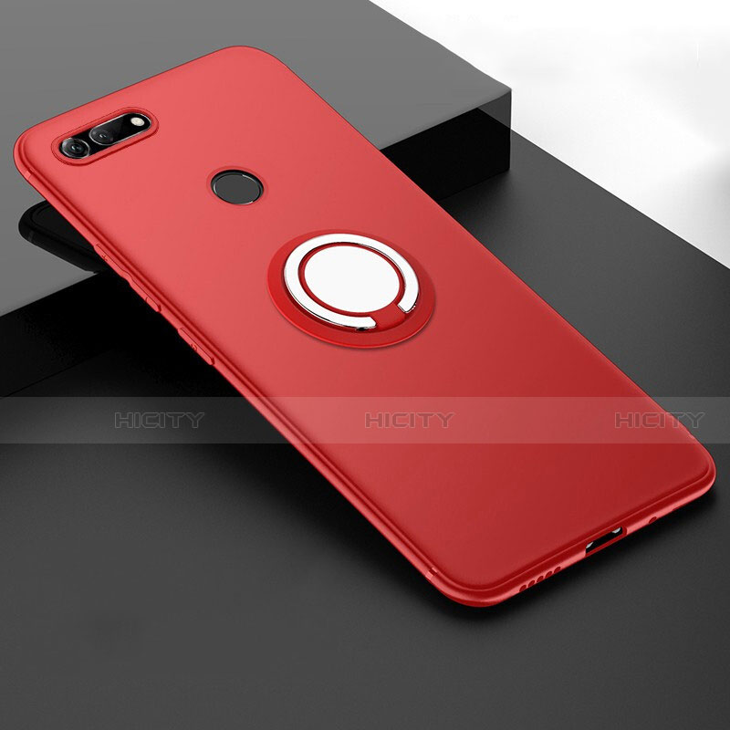 Coque Ultra Fine Silicone Souple Housse Etui avec Support Bague Anneau Aimante Magnetique T01 pour Huawei Honor V20 Rouge Plus