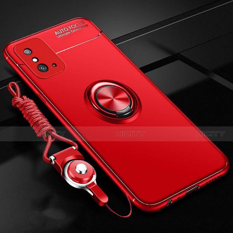 Coque Ultra Fine Silicone Souple Housse Etui avec Support Bague Anneau Aimante Magnetique T01 pour Huawei Honor X10 Max 5G Rouge Plus