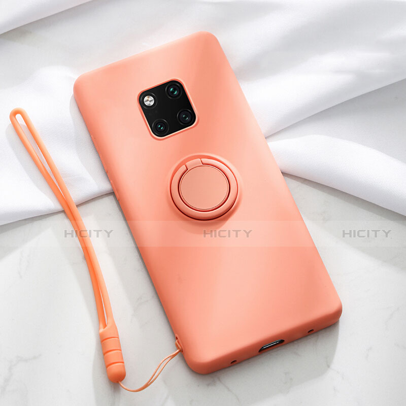 Coque Ultra Fine Silicone Souple Housse Etui avec Support Bague Anneau Aimante Magnetique T01 pour Huawei Mate 20 Pro Orange Plus